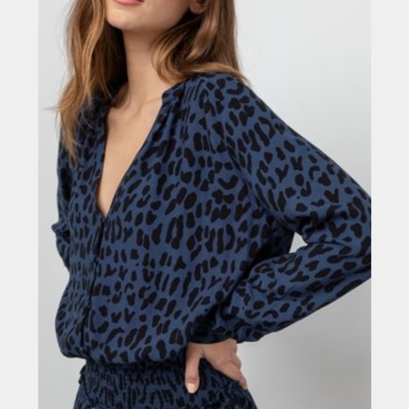 Rails blue leopard print smocked dress - Picture 3 of 10